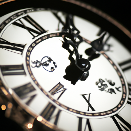 צילום תקריב של העיצוב המורכב של השעון.