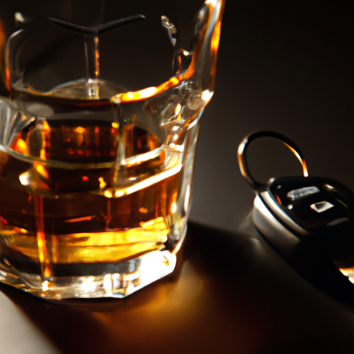 3. תמונה של מפתח רכב וכוס אלכוהול, המתאר את הסכנה בנהיגה בשכרות.