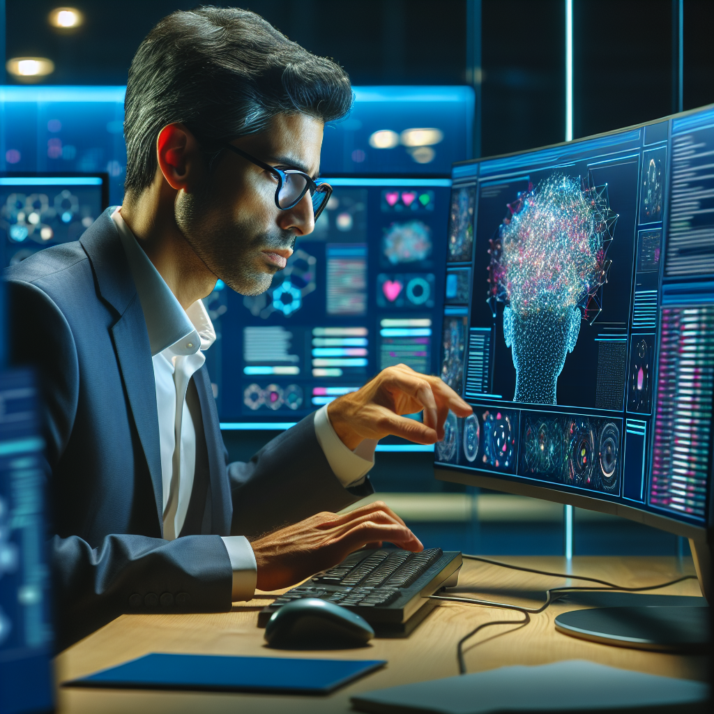 תמונה של איש מקצוע המשתמש במחשב להדרכת AI בזום.